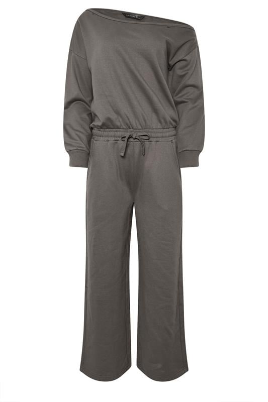 Petite  PixieGirl Petite Grey Jersey Slouch Wide Leg Jumpsuit
