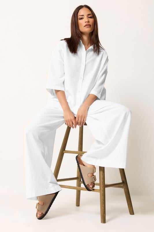  PixieGirl Petite Set White Linen Shirt & Wide Leg Trousers