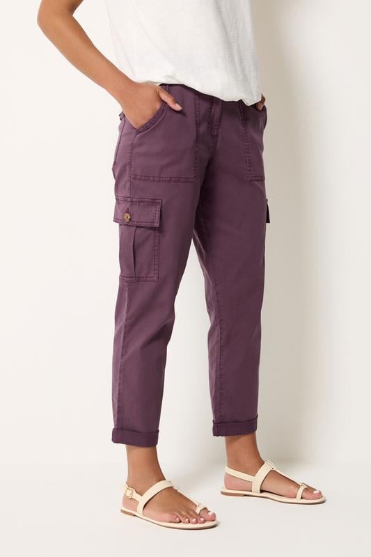 M&Co Berry Purple Cargo Trousers | M&Co 1