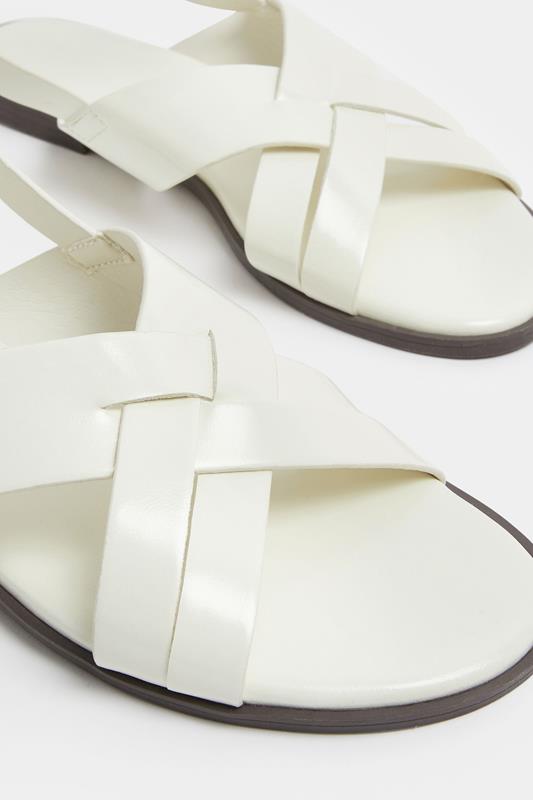 White Faux Leather Cross Over Strap Sandals In Wide E Fit | Yours Clothing 4