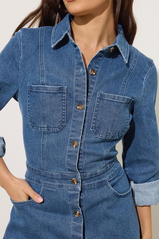 PixieGirl Petite Women's Blue Denim Maxi Dress | PixieGirl