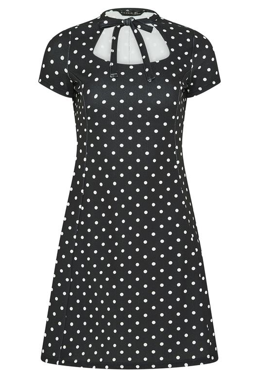 PixieGirl Petite Black Polka Dot Tie Detail Mini Dress