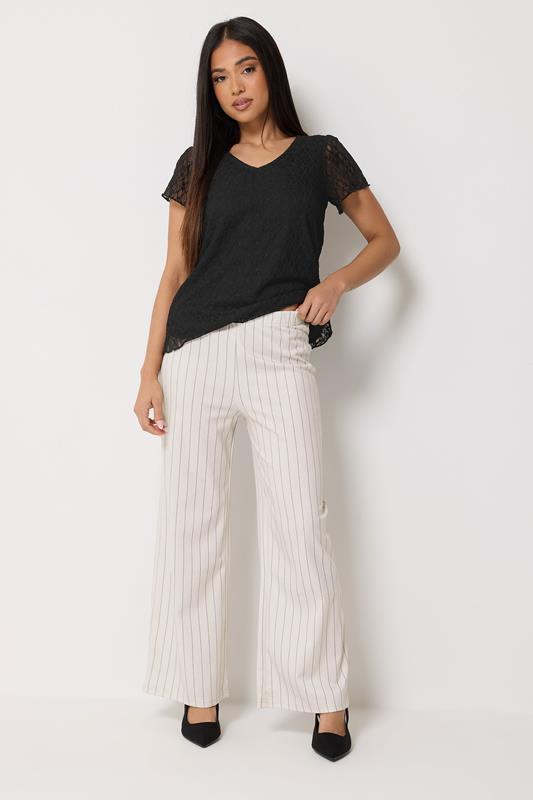  M&Co Petite Ivory White Stripe Wide Leg Trousers