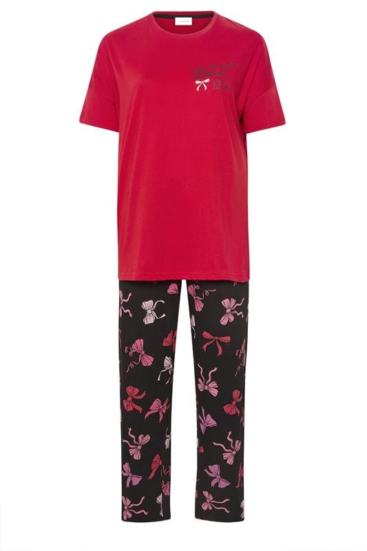PixieGirl Petite Women's Red 'In My Bow Era' Slogan Pyjama Set| PixieGirl 5