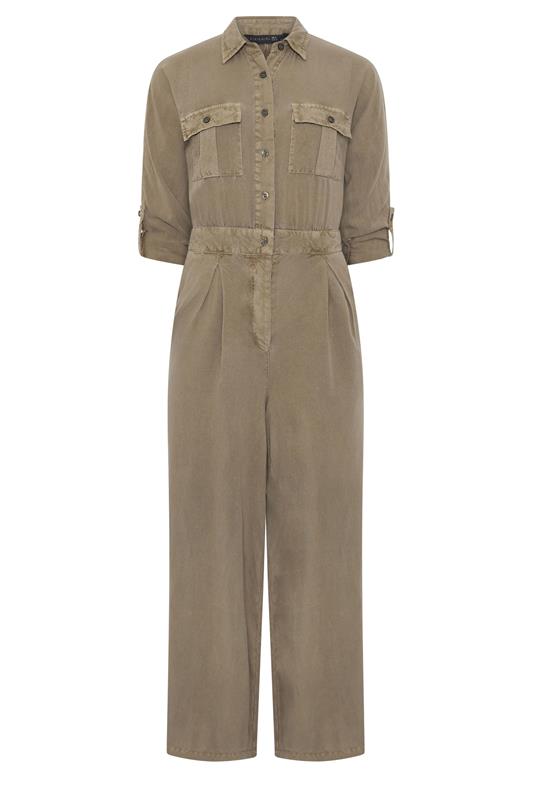 PixieGirl Petite Women's Stone Brown Acid Wash Wide Leg Jumpsuit | PixieGirl 5