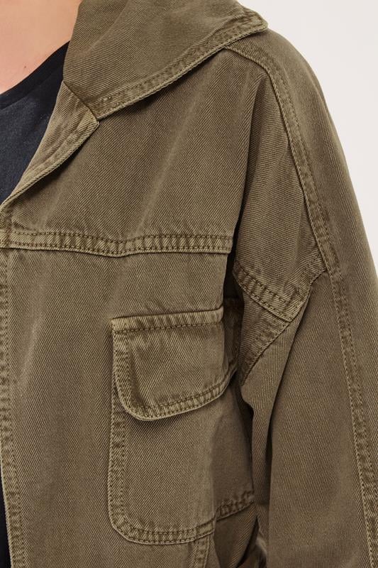 PixieGirl Petite Women's Stone Brown Belted Utility Denim Jacket | PixieGirl 4