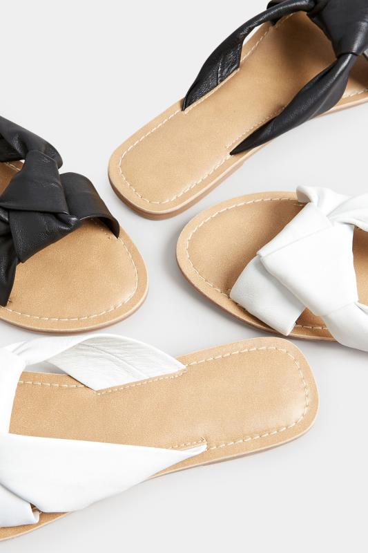 PixieGirl White Leather Knot Sandals In Standard Fit | PixieGirl 6