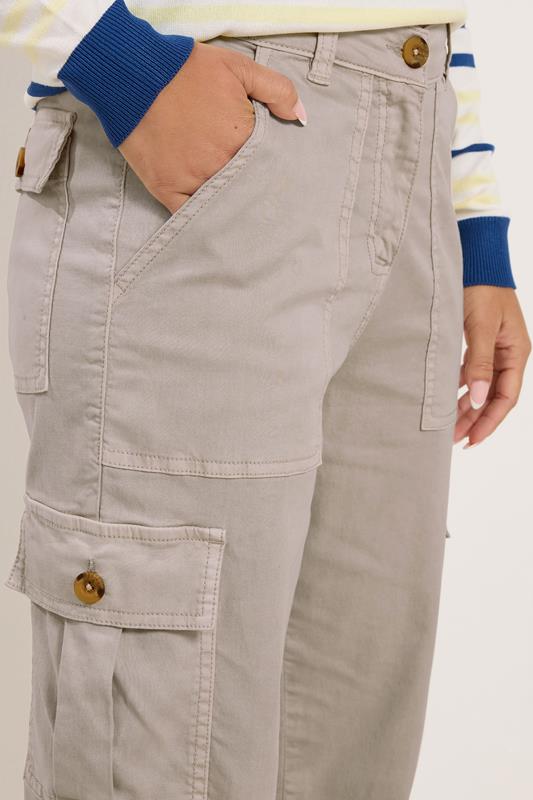 M&Co Petite Natural Brown Straight Leg Cargo Trousers | M&Co 4