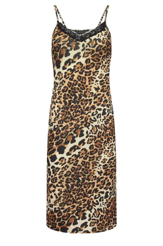 PixieGirl Petite Womens Brown Leopard Print Midi Slip Dress | PixieGirl 5