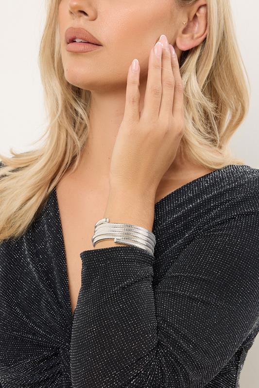 Plus Size  Yours Silver Coil Wrap Stretch Bracelet