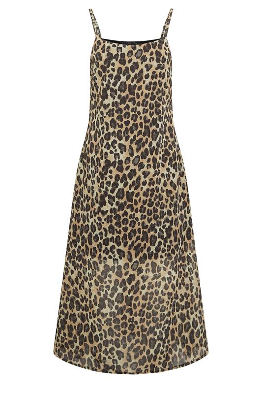 PixieGirl Petite Women's Natural Brown Leopard Midi Dress | PixieGirl 5