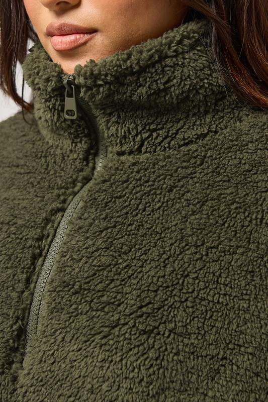 PixieGirl Petite Women's Khaki Green Half Zip Fleece Jacket | PixieGirl 5