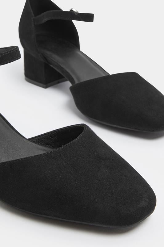 Black Square Toe Block Heels In Wide E & Extra Wide EEE Fit | Yours Clothing 5