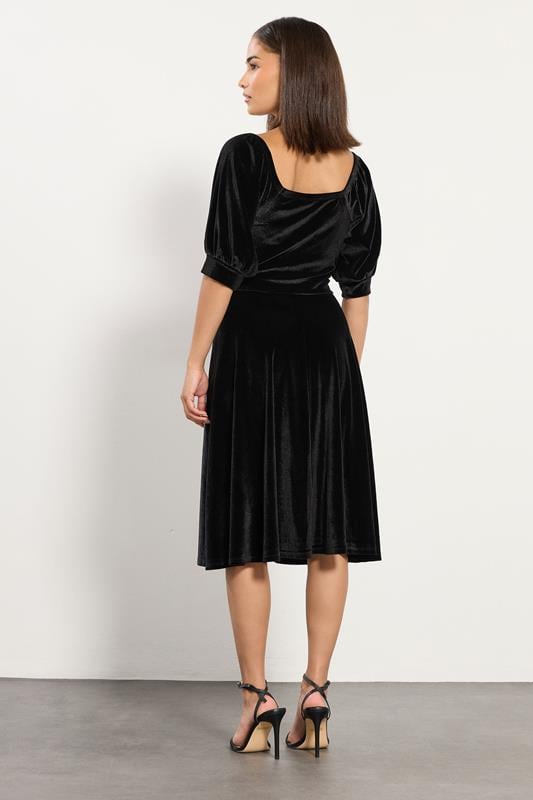 PixieGirl Petite Women's Black Square Neck Velvet Dress | PixieGirl 3