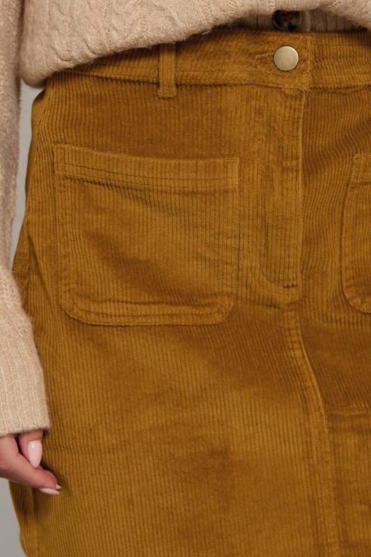 M&Co Petite Ocre Brown Cord A-Line Skirt | M&Co 4