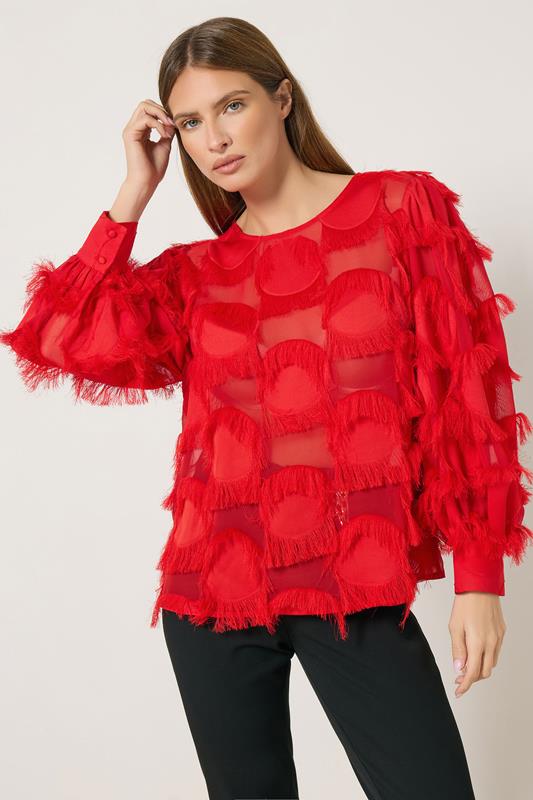 STAR Red Jacquard Spot Blouse | StarByJM 2