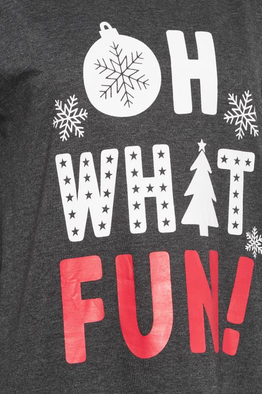 PixieGirl Charcoal Grey 'Oh What Fun!' Slogan Christmas Nightdress | PixieGirl  5