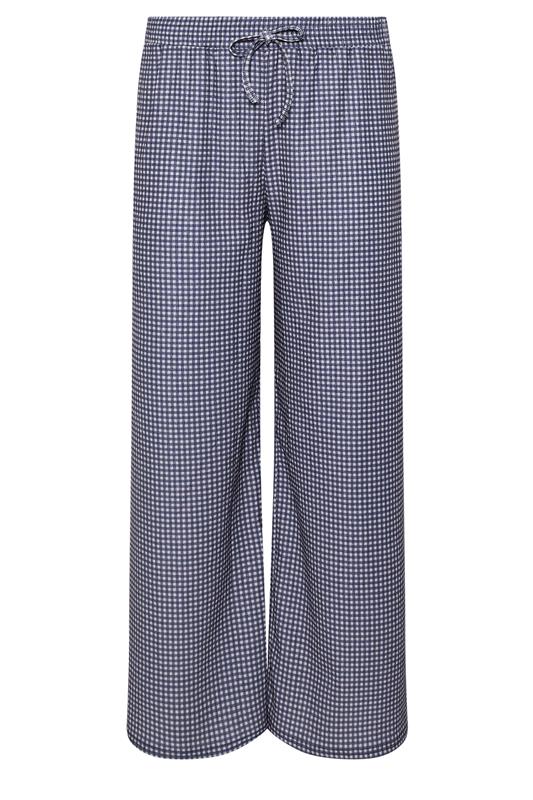 M&Co Petite Blue Check Wide Leg Trousers | M&Co 5