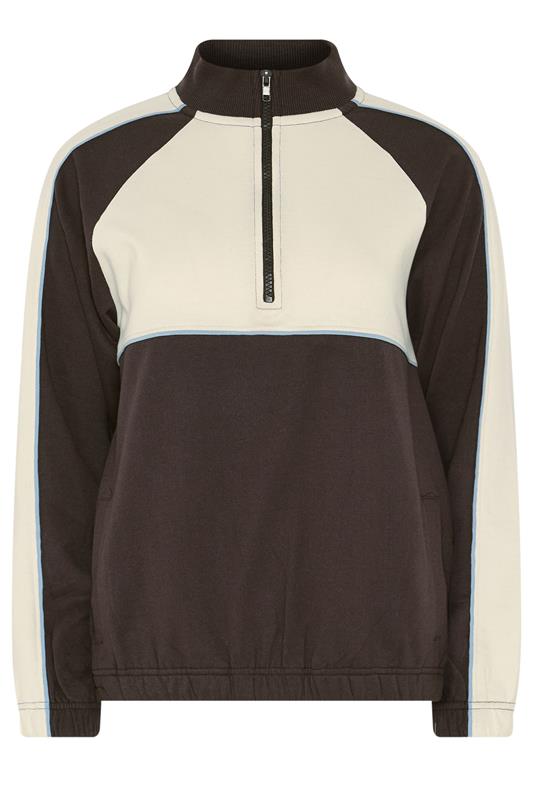 PixieGirl Petite Women's Chocolate Brown Colour Block Quarter Zip