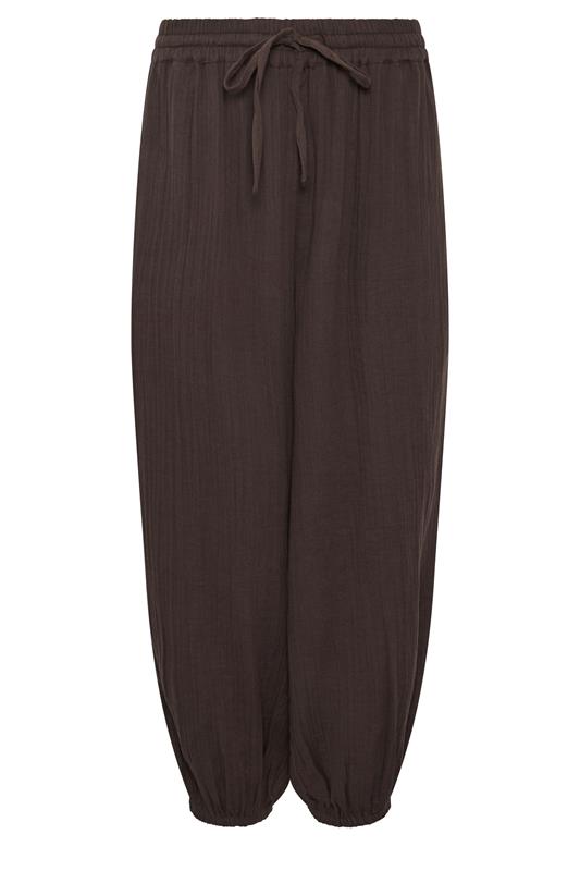 PixieGirl Petite Women's Chocolate Brown Cheesecloth Cotton Balloon Trousers | PixieGirl 6