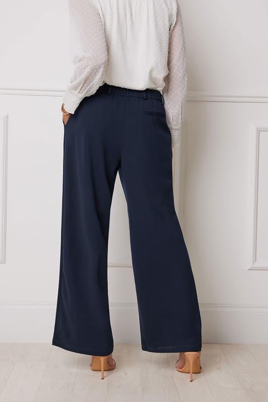 M&Co Navy Blue Scuba Wide Leg Trousers | M&Co 4