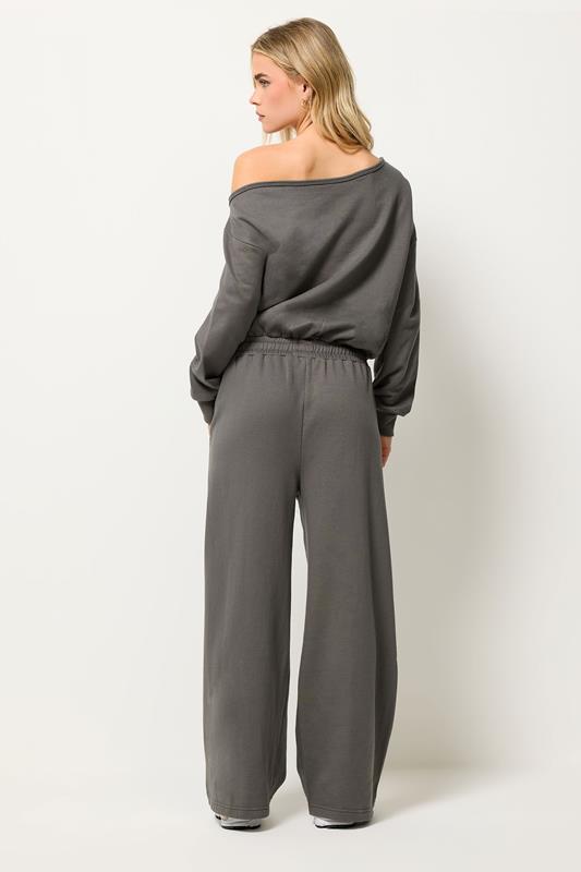 PixieGirl Petite Women's Grey Jersey Slouch Wide Leg Jumpsuit | PixieGirl 3