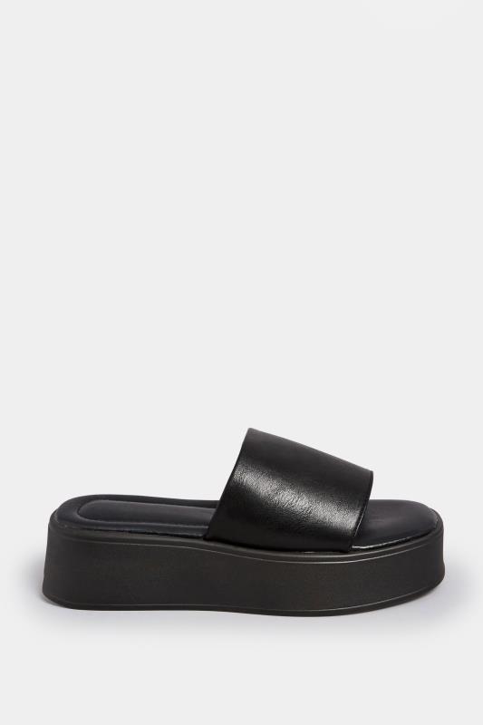 PixieGirl Black Flatform Mule Sandals In Standard Fit | PixieGirl 3