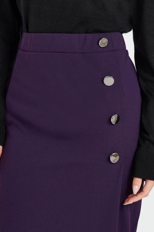 M&Co Petite Berry Purple Button Detail Midi Skirt | M&Co 4