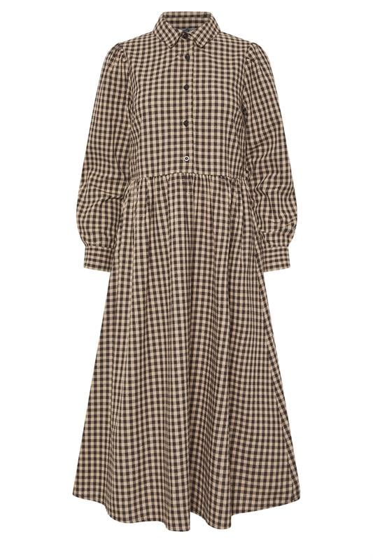 Petite  PixieGirl Petite Brown Gingham Shirt Dress