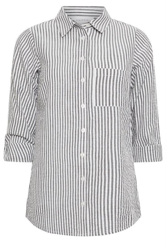 Petite Grey Stripe Print Collared Shirt | PixieGirl 5