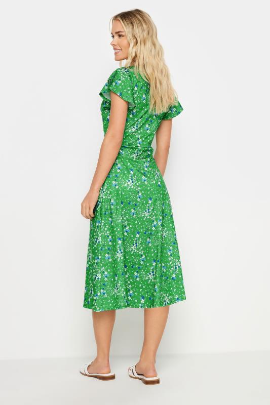 PixieGirl Petite Women's Green Ditsy Floral Print Midi Dress | PixieGirl 3