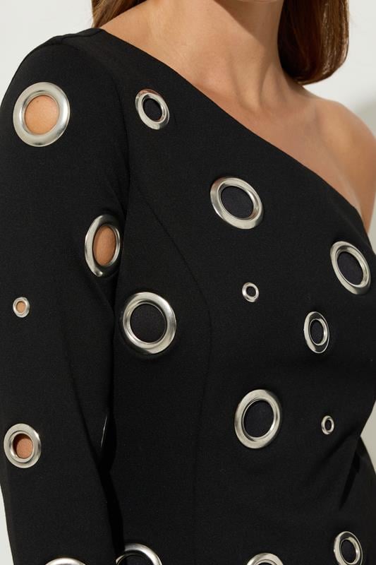 STAR Black One Shoulder Eyelet Dress | StarByJM 4