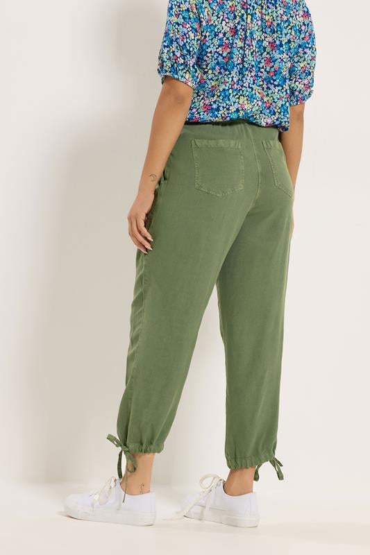 M&Co Khaki Green Tie Hem Trousers | M&Co 4
