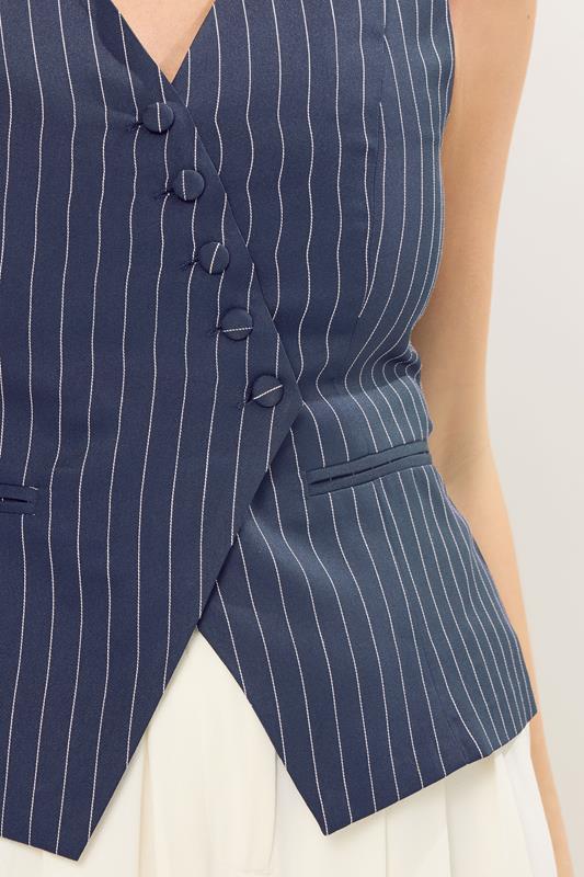 STAR Navy Blue Pinstripe Waistcoat | StarByJM 5