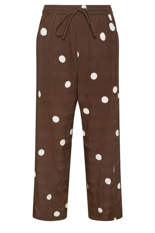 PixieGirl Petite Women's Chocolate Brown Polka Dot Wide Leg Trousers | PixieGirl  6