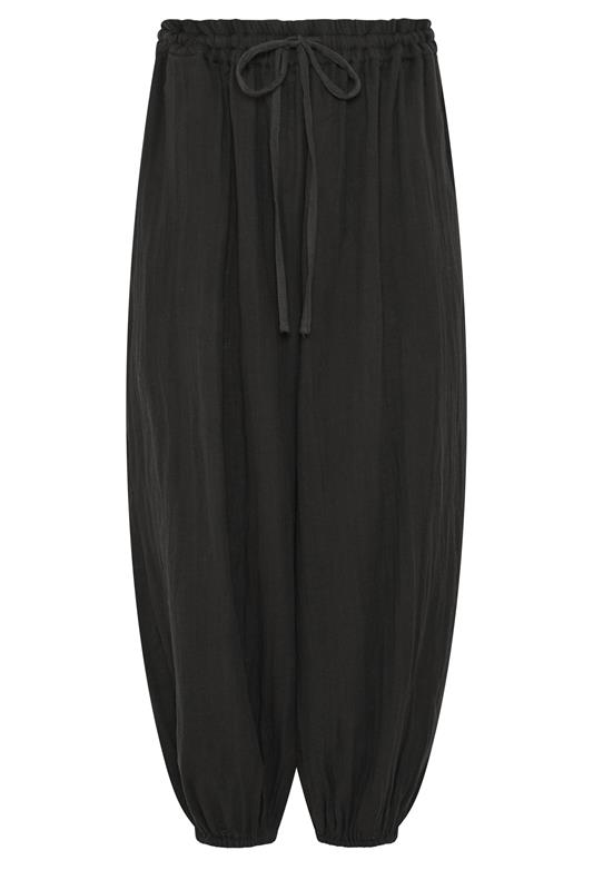 PixieGirl Petite Women's Black Cheesecloth Cotton Balloon Trousers | PixieGirl 5