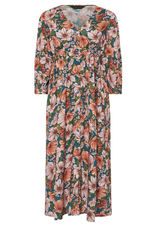 PixieGirl Petite Women's Blue Floral Midi Tea Dress | PixieGirl 5