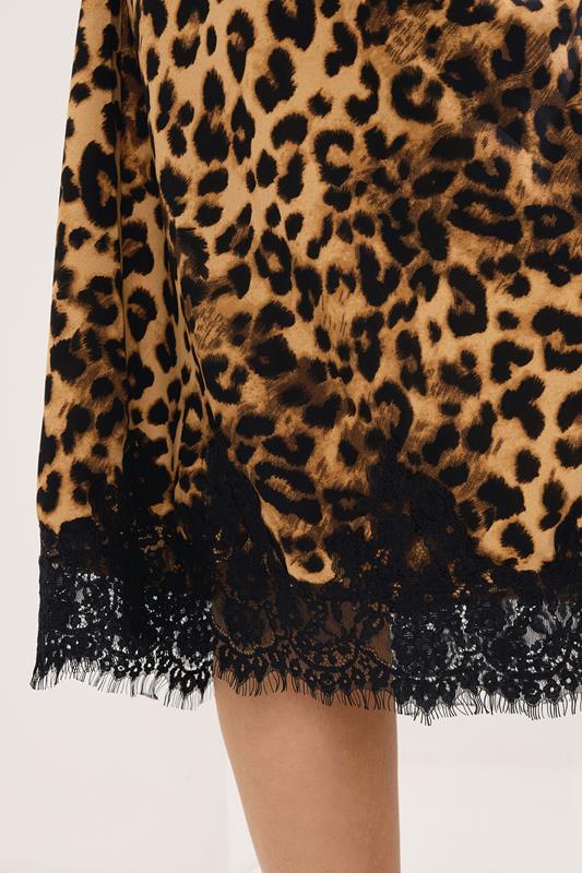 STAR Brown Leopard Lace Trim Satin Skirt | StarByJM 5