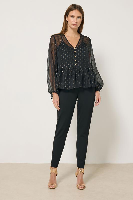 STAR Black Metallic Detail Mesh Jacquard Blouse | StarByJM 2