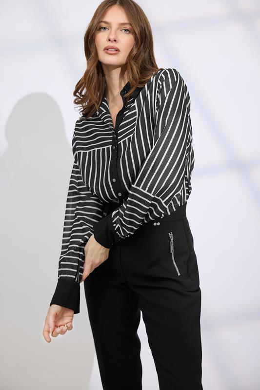 Women's  STAR Black Abstract Stripe Shirt