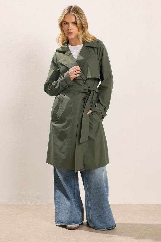 PixieGirl Petite Women's Khaki Green Trench Coat | PixieGirl 2