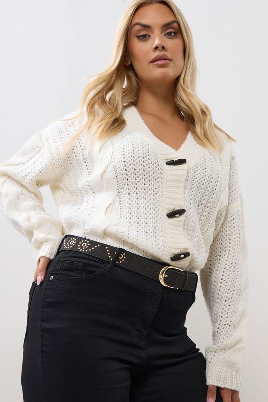 Plus Size  Yours Black Faux Suede Stud Detail Belt