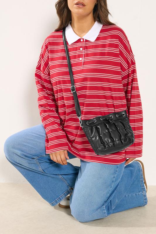  Yours Black Faux Leather Quilted Bucket Bag