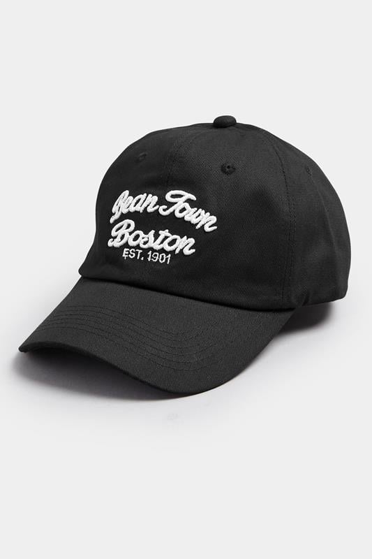 Plus Size  Yours Black 'Boston' Slogan Baseball Cap