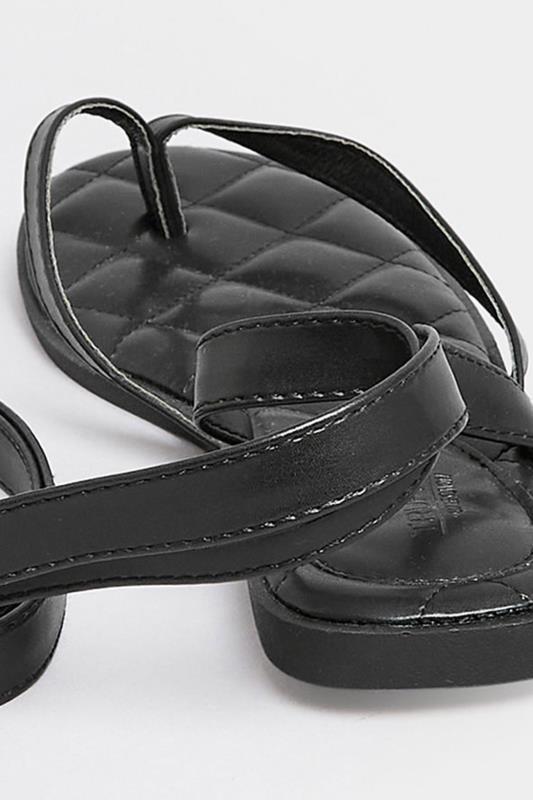PixieGirl Black Ankle Strap Flat Sandals In Standard Fit | PixieGirl  4