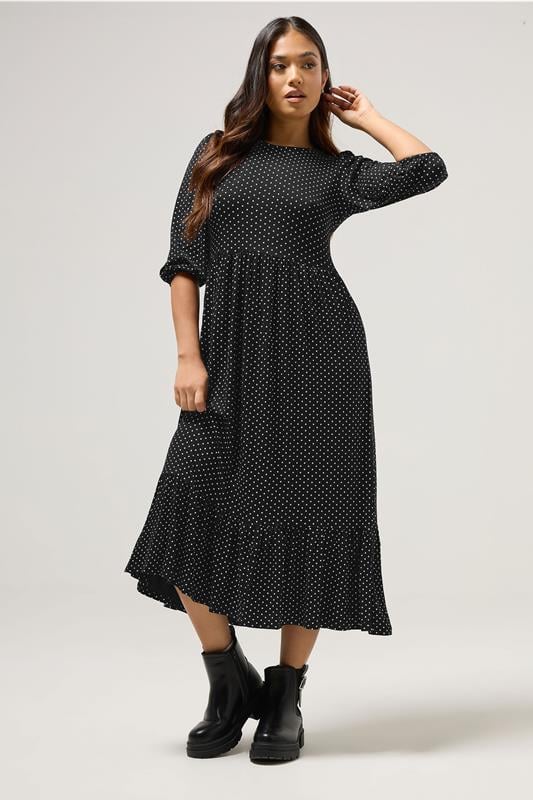 Petite  PixieGirl Petite Black Spot Midi Dress