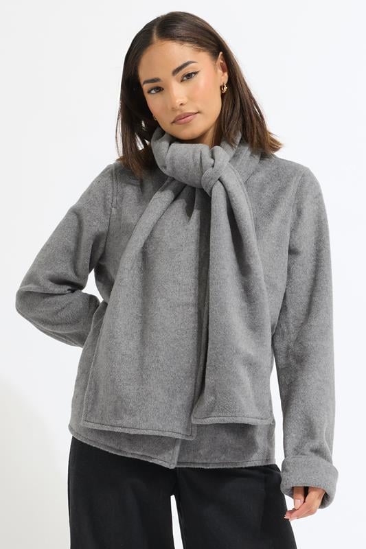 Petite  PixieGirl Petite Dark Grey Formal Scarf Coat