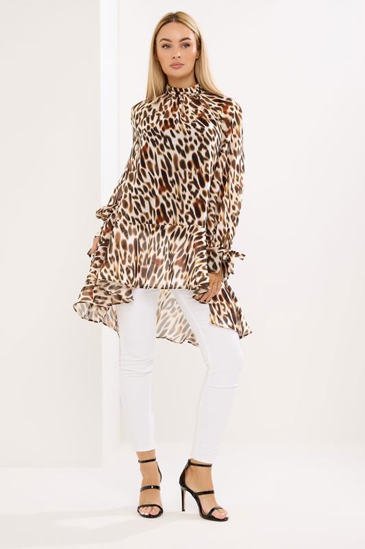 STAR Brown Animal Print Dipped Hem Tunic Top | StarByJM 1