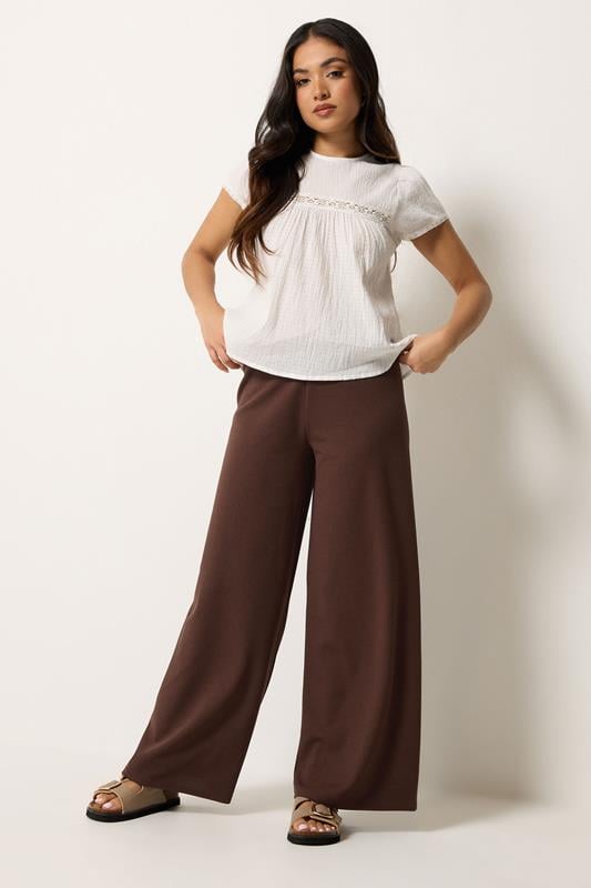 PixieGirl Petite Chocolate Brown Scuba Wide Leg Trousers