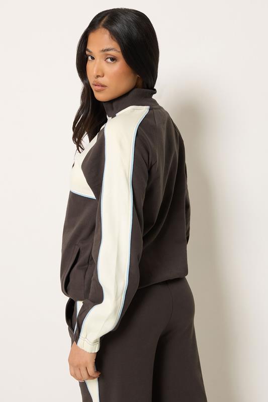 PixieGirl Petite Women's Chocolate Brown Colour Block Quarter Zip